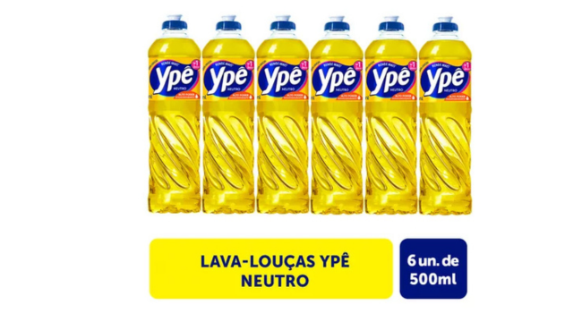 Detergente Lava Louças Ypê Com 6 Unidades Neutro 500ml