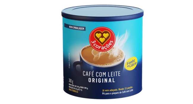 Café Com Leite 3 Corações Com Cálcio Lata 300g