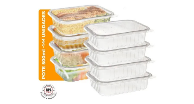 144un Pote Descartável Saco Freezer Microondas Marmita 500ml