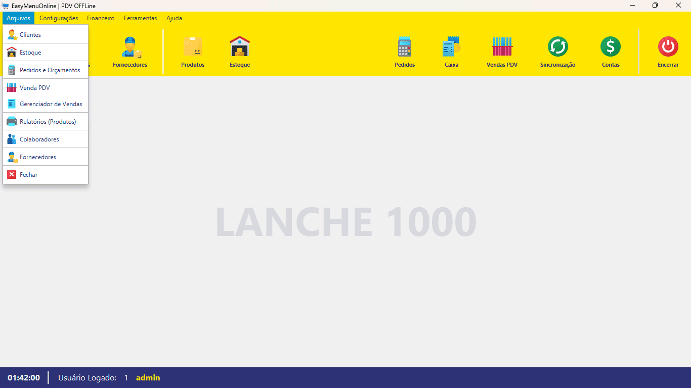 Interface de vendas offline